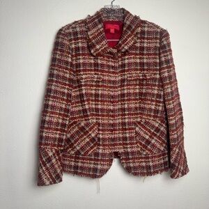Lavia 18 Tweed designer‎ Plaid Women's Blazer Vintage style Italian Italy